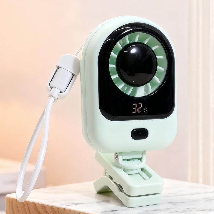 Women's portable table fan with LCD display and USB charging port Kalsten