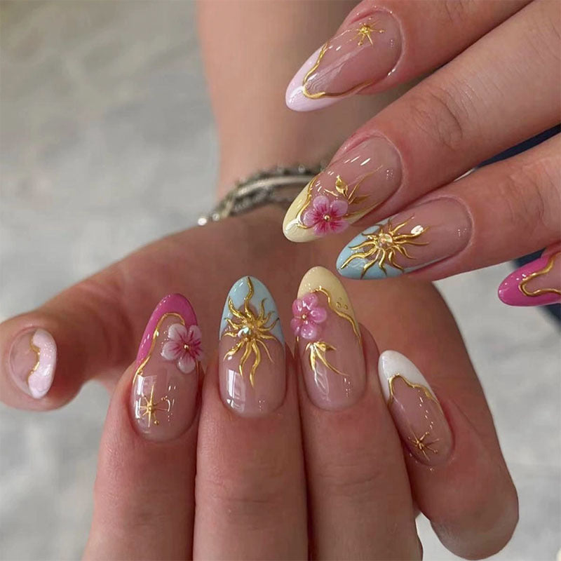 Artistic Floral Design Press-On Nails