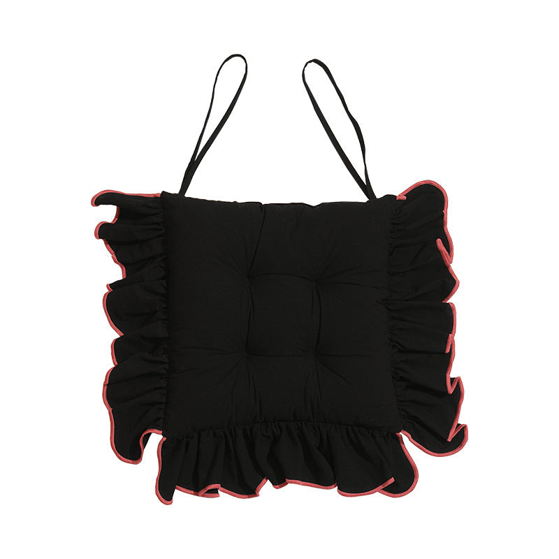 Padded chair cushion with ruffle and ties Kalsten