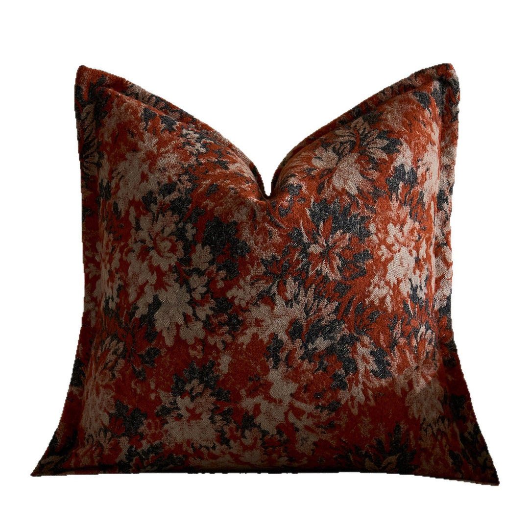 Oversized Jacquard Floral Velvet Throw Pillow Cover with Hidden Zipper