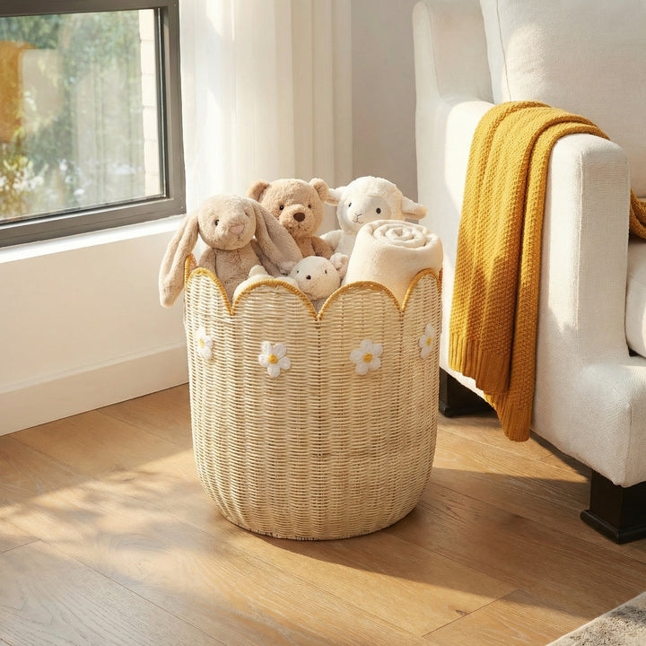 Decorative Scalloped Edge Woven Basket Kalsten