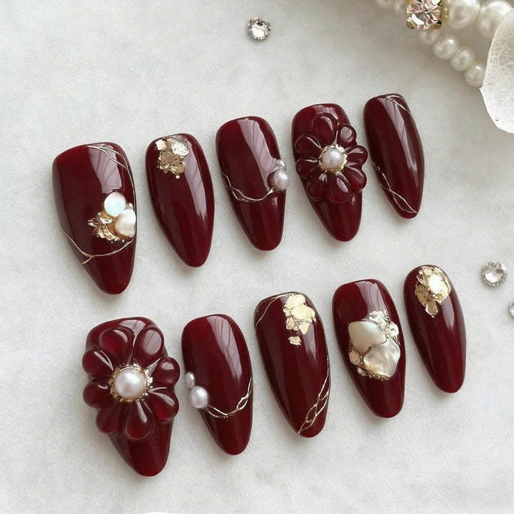 Floral-Embellished Press-On Nail Set Kalsten