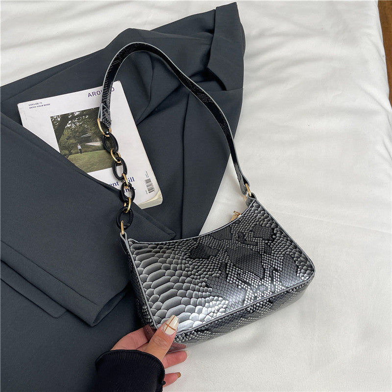 Stylish Textured Snakeskin Effect Handbag Kalsten