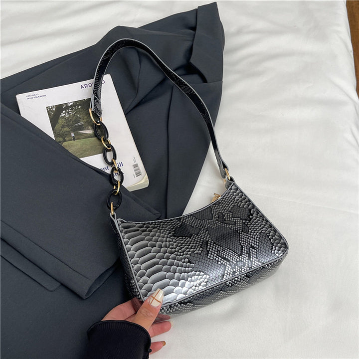 Stylish Textured Snakeskin Effect Handbag Kalsten