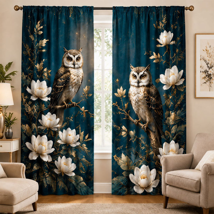 Ornate Bird Patterned Window Curtain