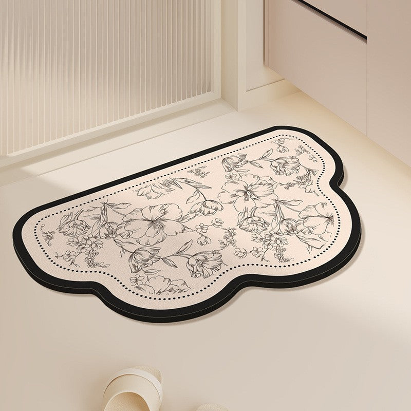Floral Pattern Memory Foam Bath Mat