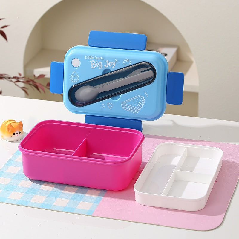 Multi-Compartment Lunch Box with Integrated Utensils