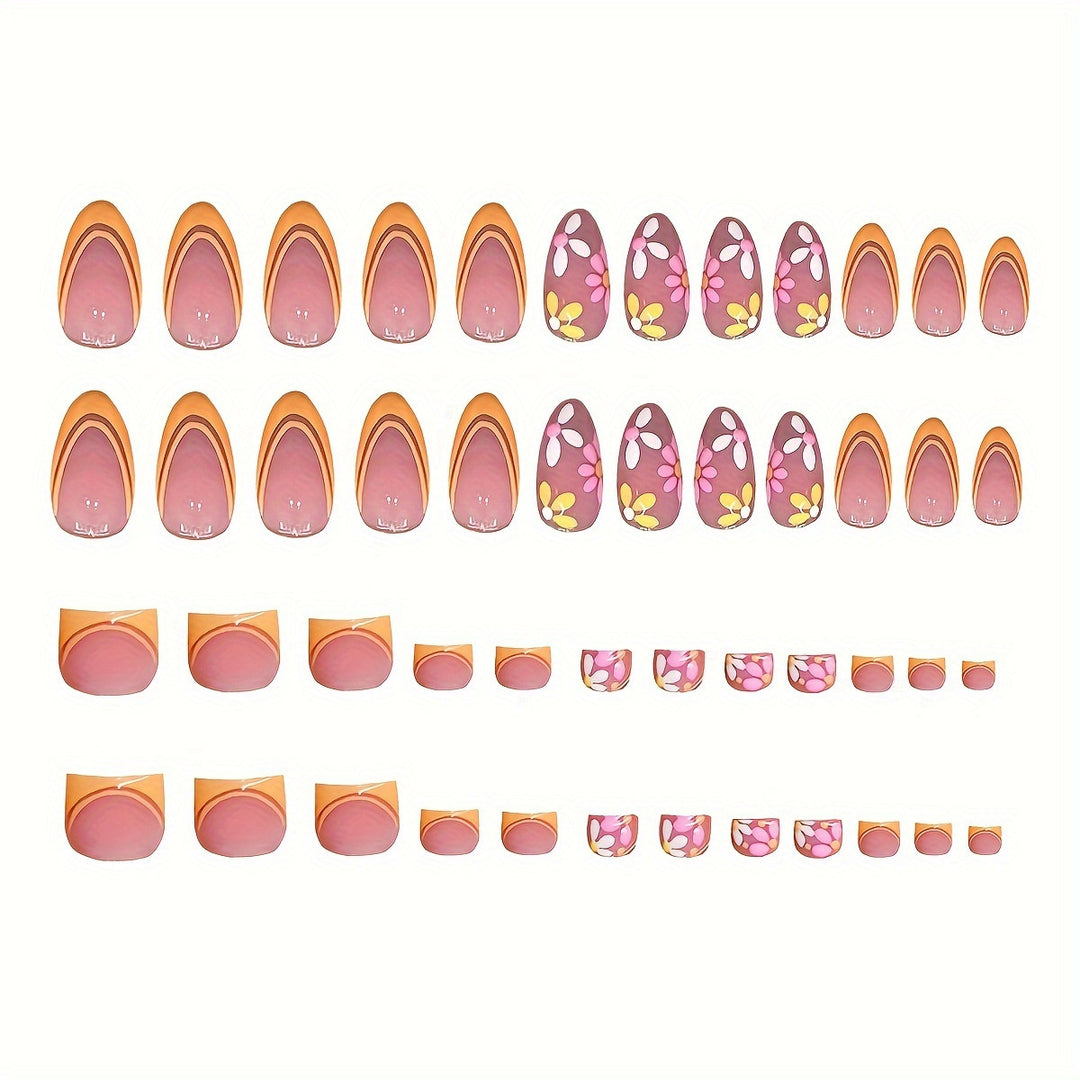 Decorative Floral Themed Press-On Nails Kalsten