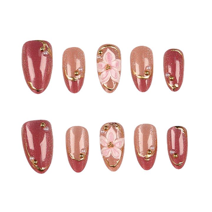Elegant Floral Press-On Nails Set