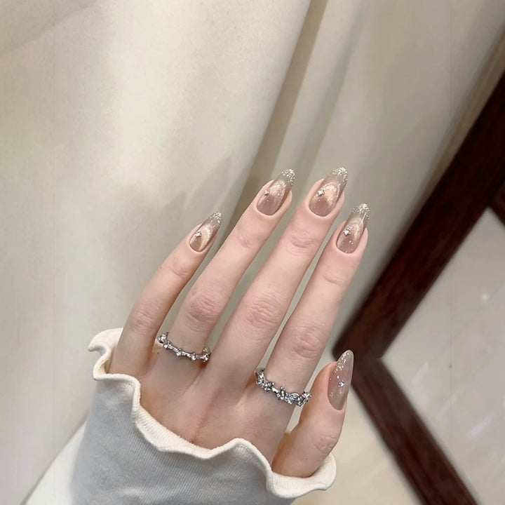 Glittery Stiletto Press-On Nail Extensions