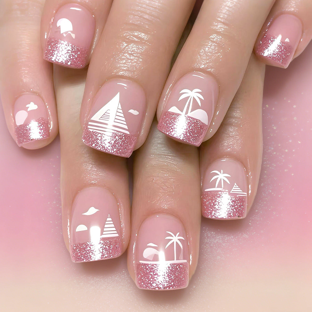 Tropical Beach-Themed Nail Art Design Kalsten