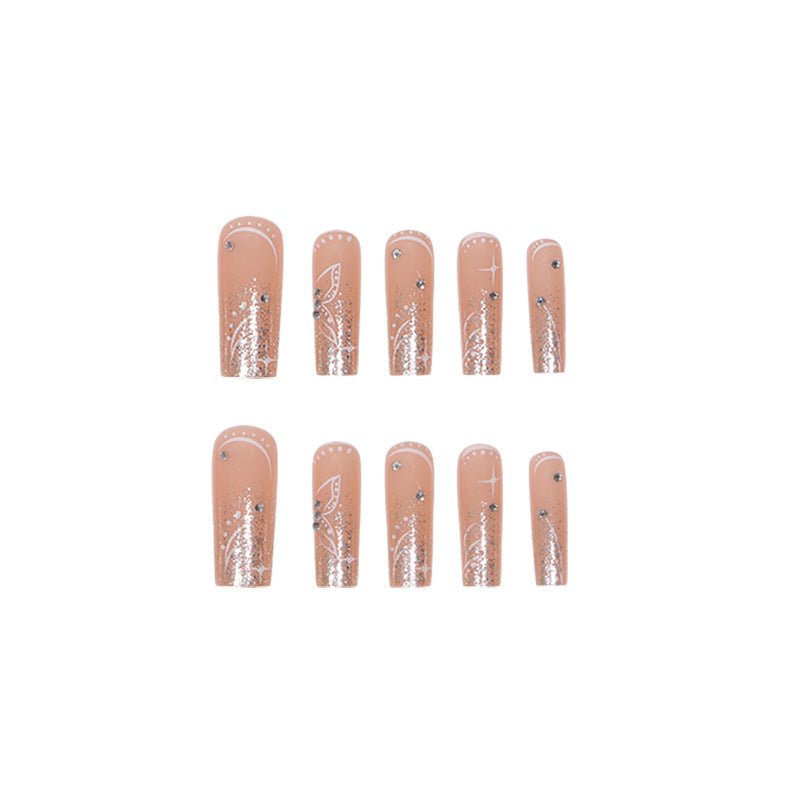 Elegant Floral-Design Long Press-On Nails Kalsten
