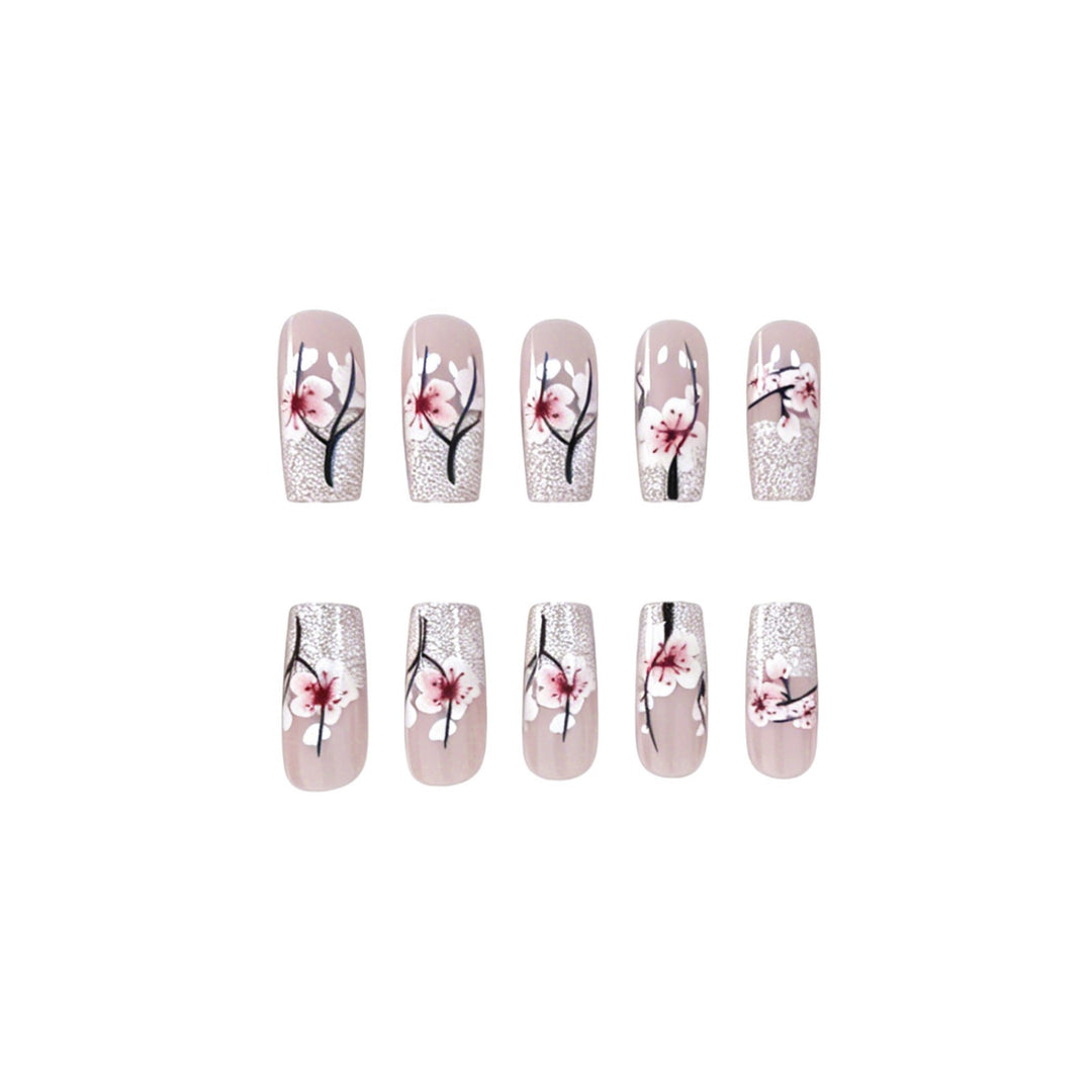 Floral Glitter Acrylic Nail Enhancements Kalsten