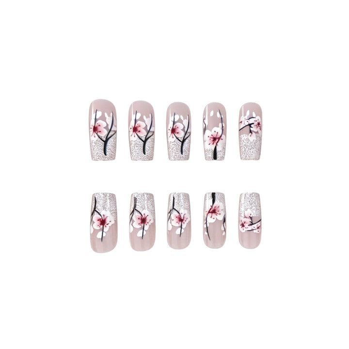 Floral Glitter Acrylic Nail Enhancements Kalsten