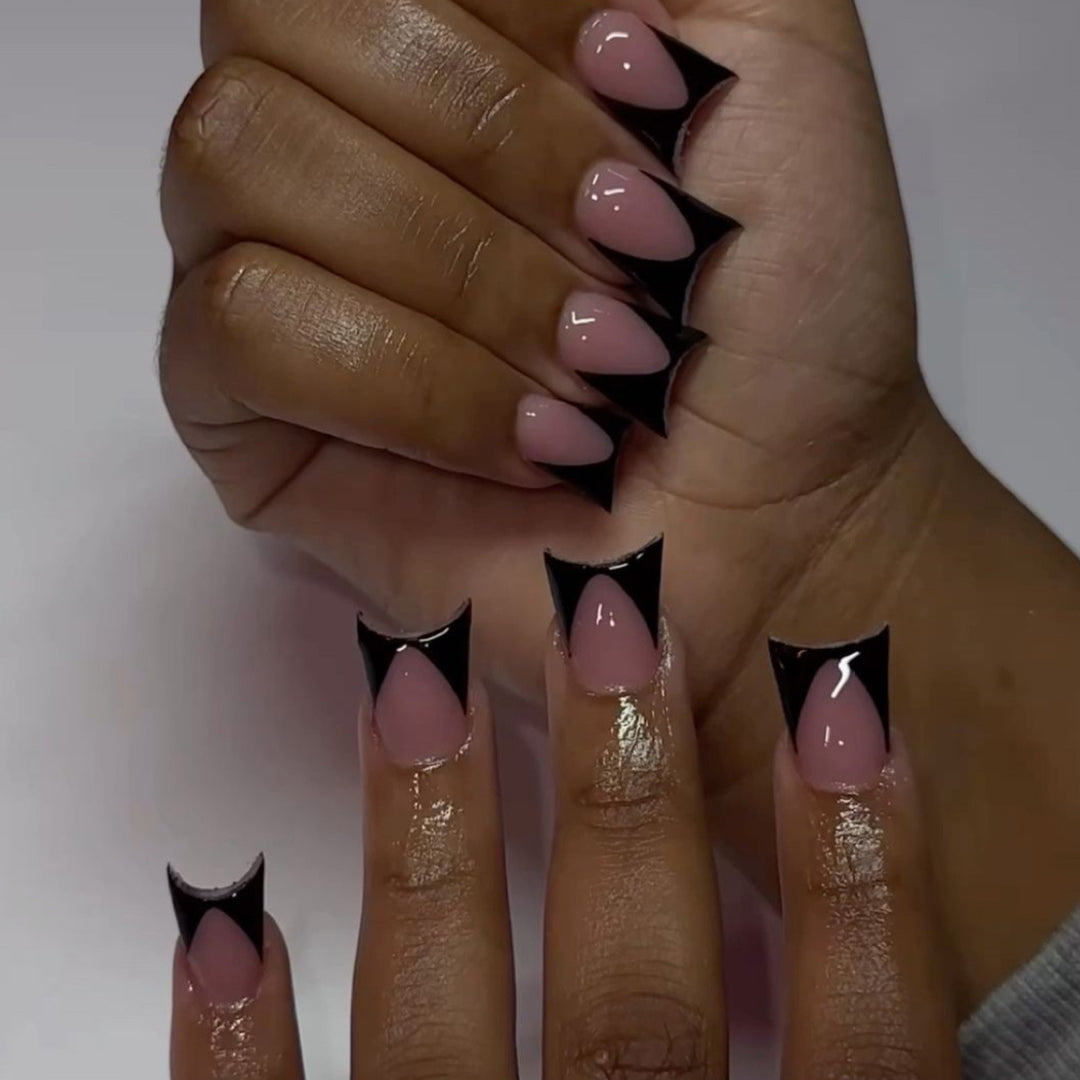 Stylish Stiletto Press-On Nails with Geometry Design Kalsten