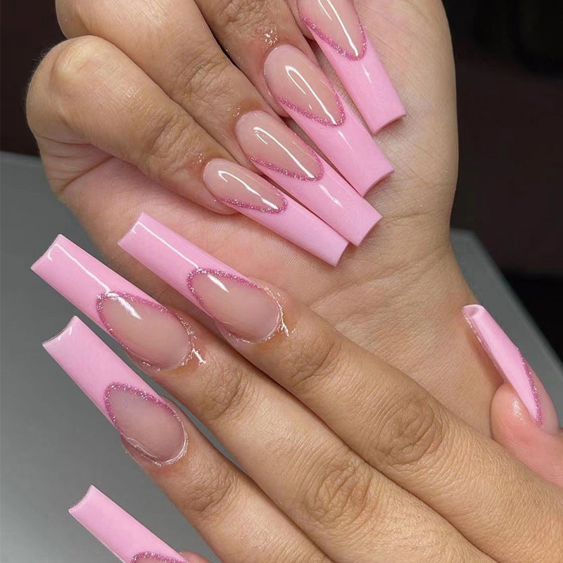 Artificial nail extensions with glitter decoration Kalsten