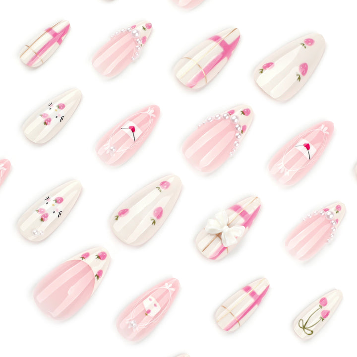 Artful stiletto nails with playful designs and a light 3D effect Kalsten