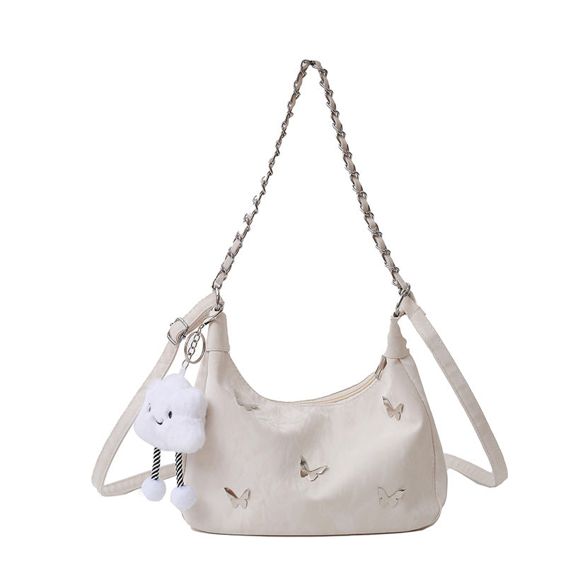 Butterfly-Embellished Shoulder Bag