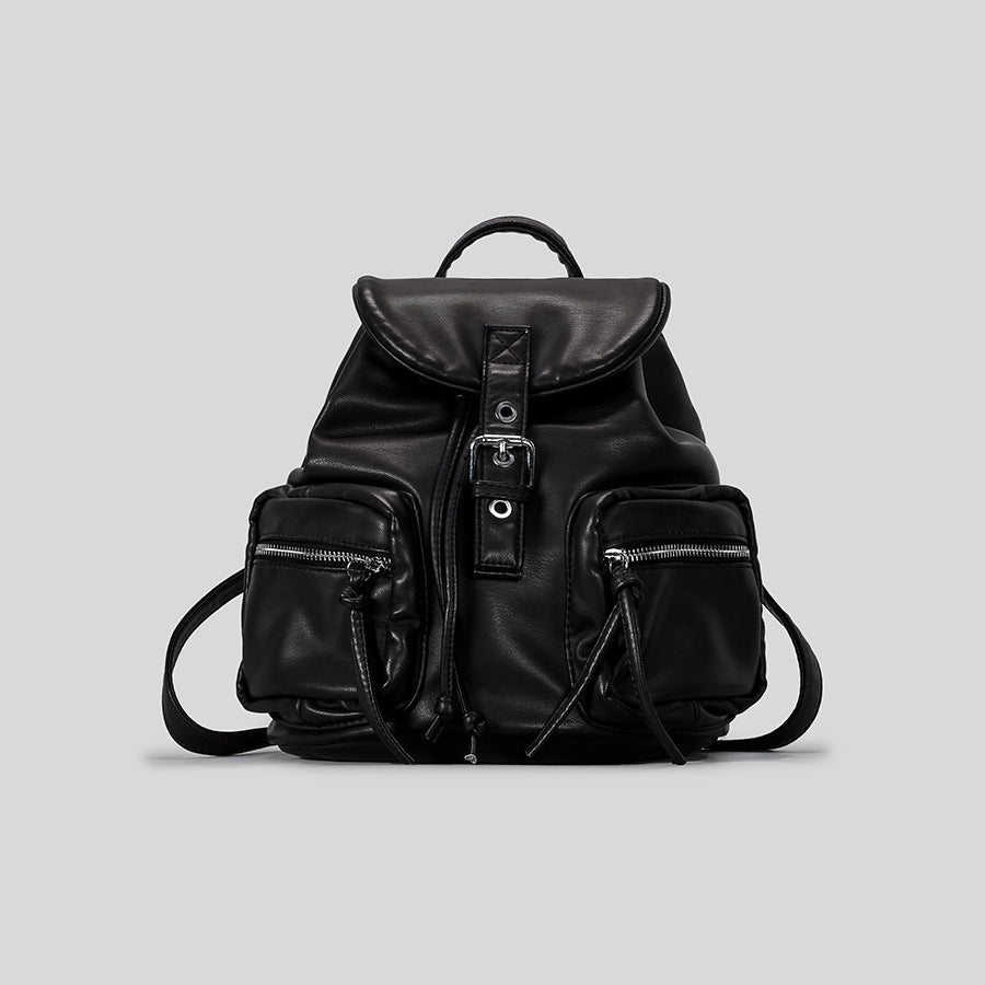 Multi-Pocket Leather Backpack