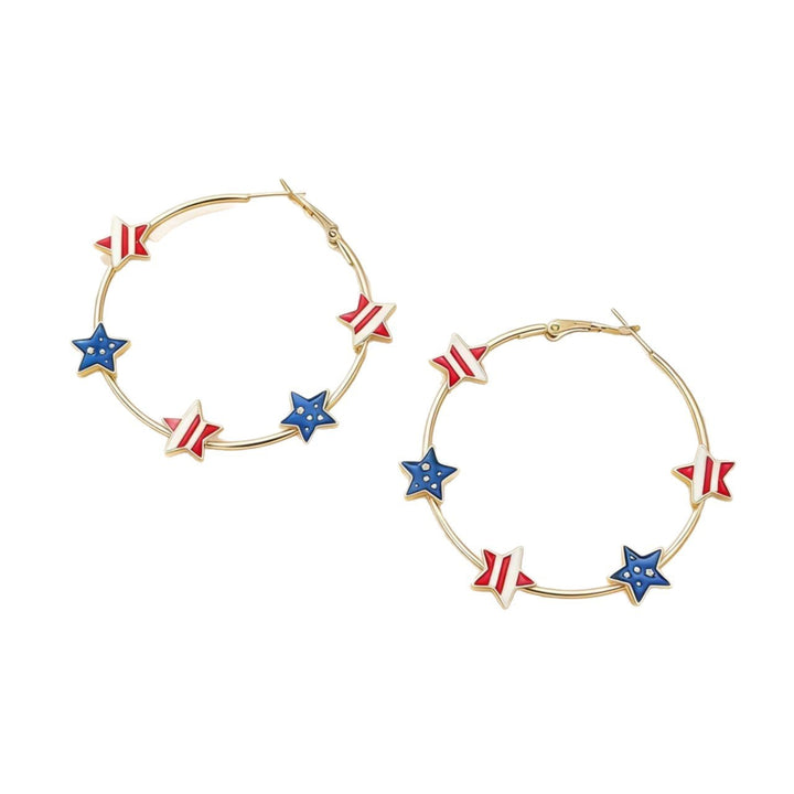 Ladies nan Creolen Hoop Earrings with enamelled star charms and snap closure Kalsten