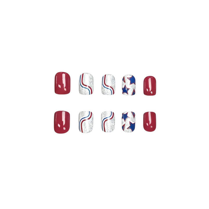 Festive Glittery Star and Stripe Nail Art Kalsten