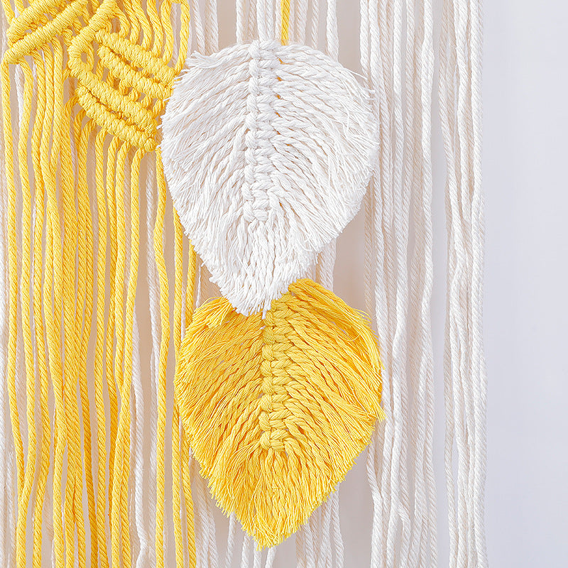 Macrame Wall Hanging with Modern Fringe and Stylish Leaf Elements Kalsten