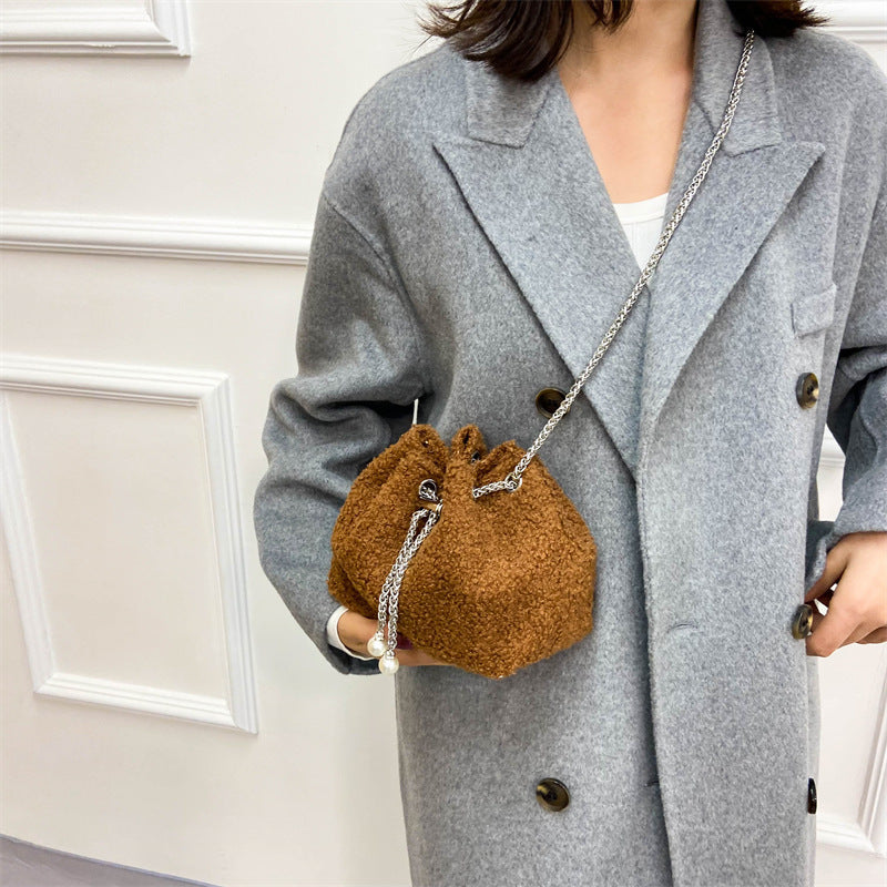Textured Drawstring Handbag