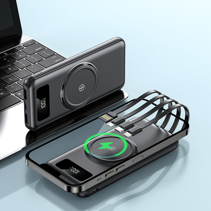Portable power bank with integrated Qi charging function and digital display Kalsten
