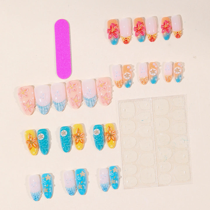 Extravagant Coastal Floral Nail Art Extensions Kalsten