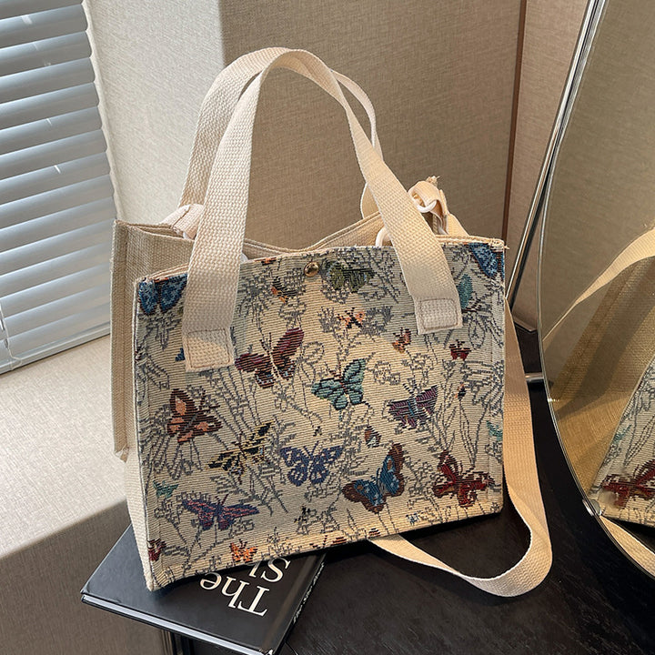 Floral Embroidered Canvas Tote Bag  1790616768