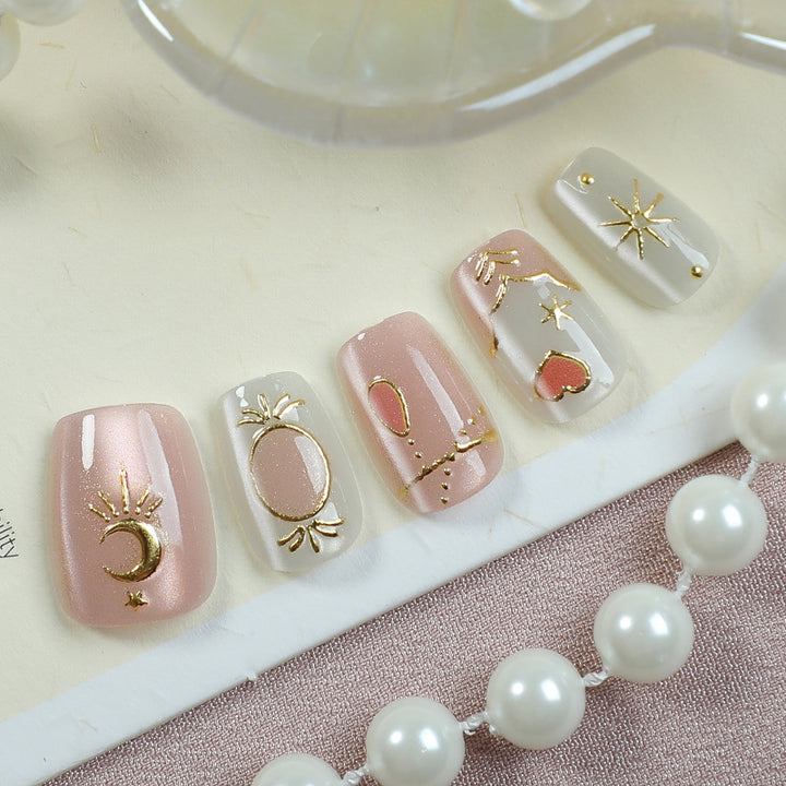 Elegant Glitter-Accent Press-On Nail Set