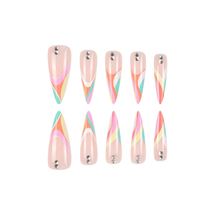 Colorful Stiletto Press-On Nail Set Kalsten