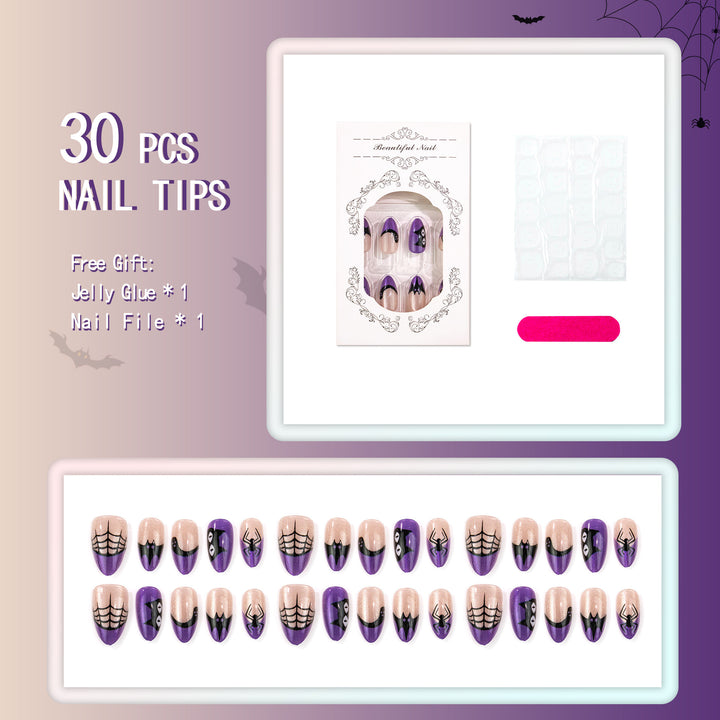 Gothic Spider Web Press-On Nail Art Set