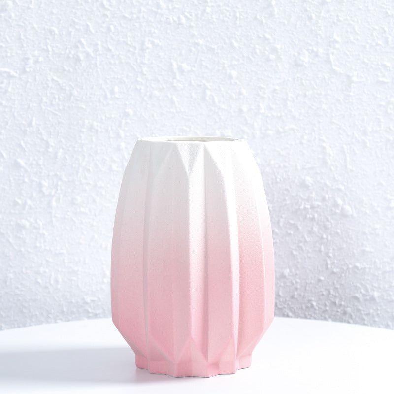 Textured Geometric Ceramic Flower Vase Kalsten
