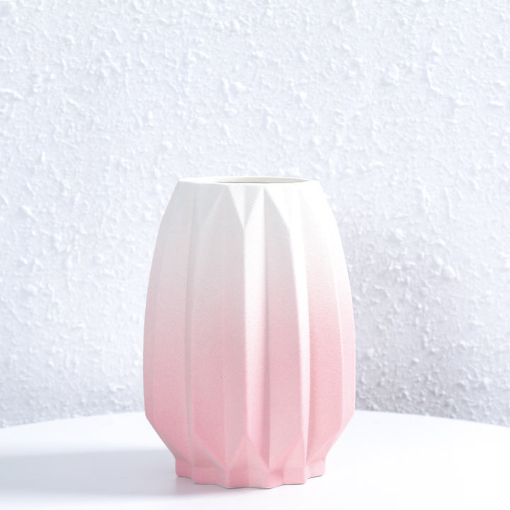 Textured Geometric Ceramic Flower Vase Kalsten