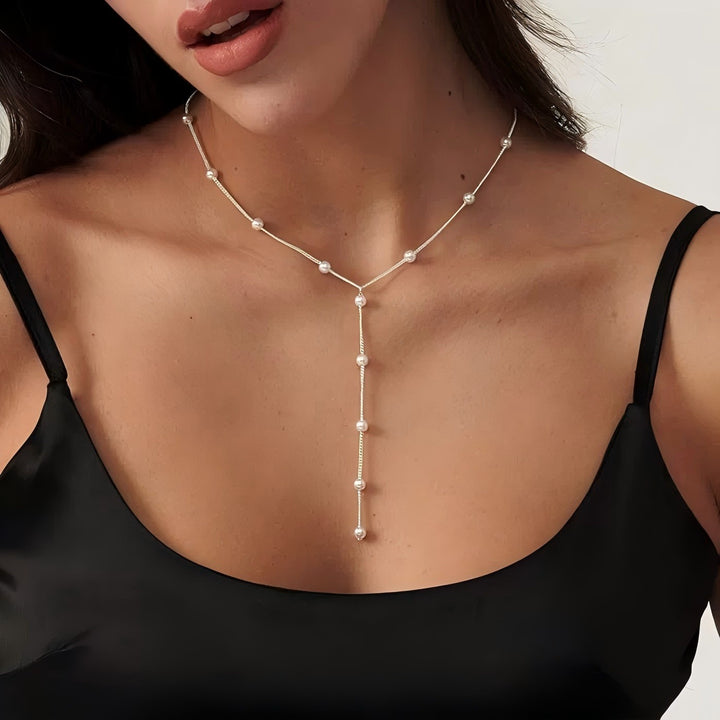 Elegant Pearl Lariat Necklace Kalsten