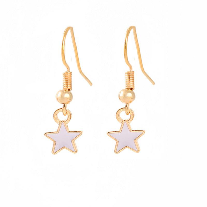 Ladies enamel earrings horseshoe with star stripe motif Kalsten