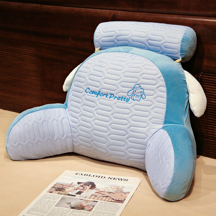 Ergonomic reading pillow with armrests, neck roll and non-slip cover