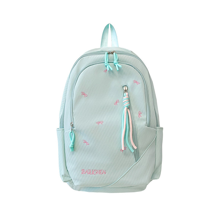 Stylish Embroidered Bow-Accent Casual Backpack Kalsten