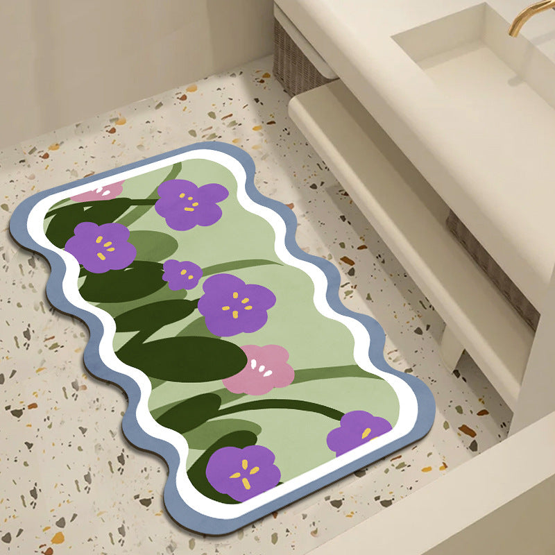 Floral Patterned Bathroom Mat
