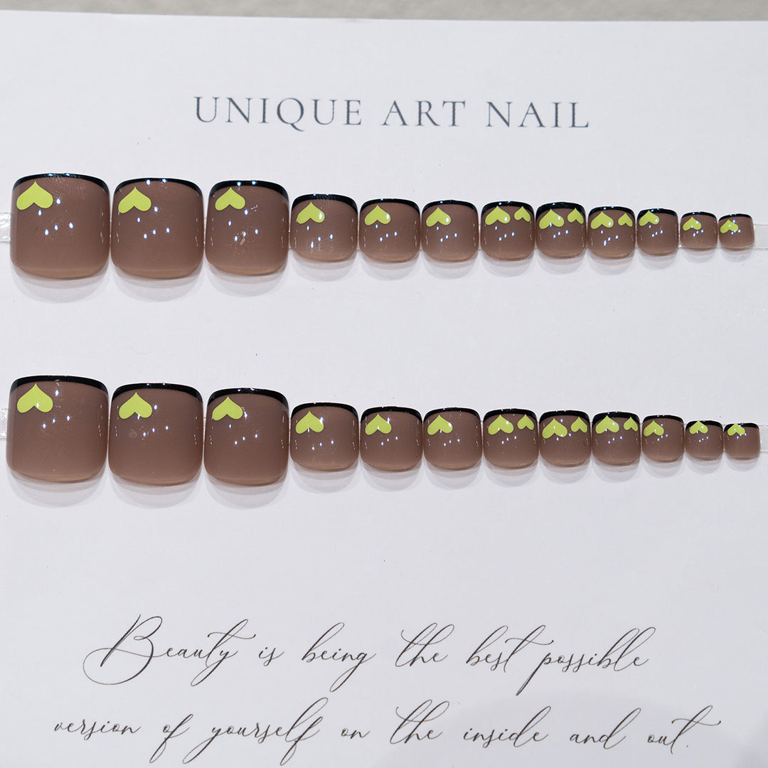 Heart-Patterned Pedicure Nail Art