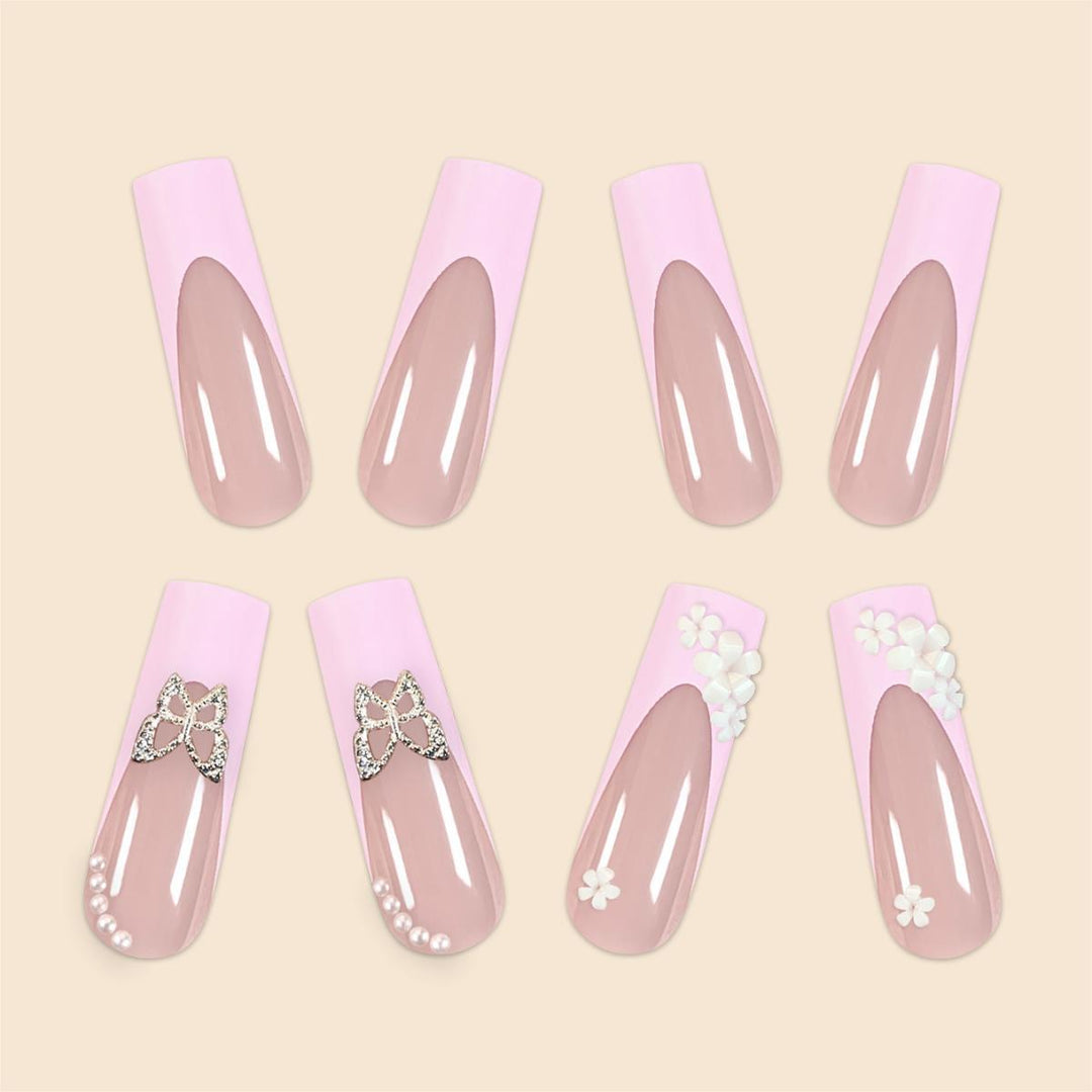 Decorative Floral Press-On Nail Extensions