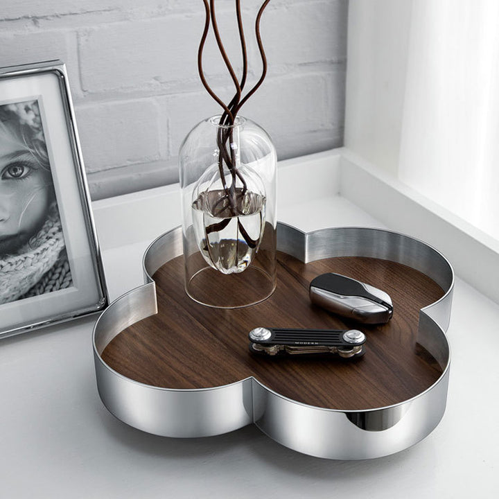 Decorative Metal and Wood Serving Tray