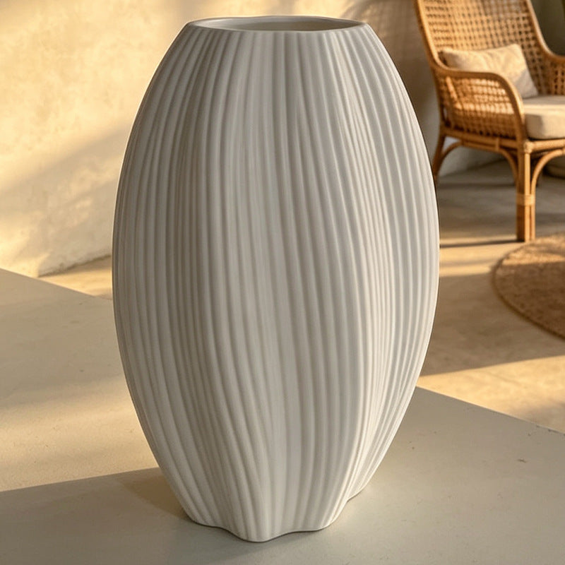 Elegant Vertical Ribbed Decorative Vase Kalsten