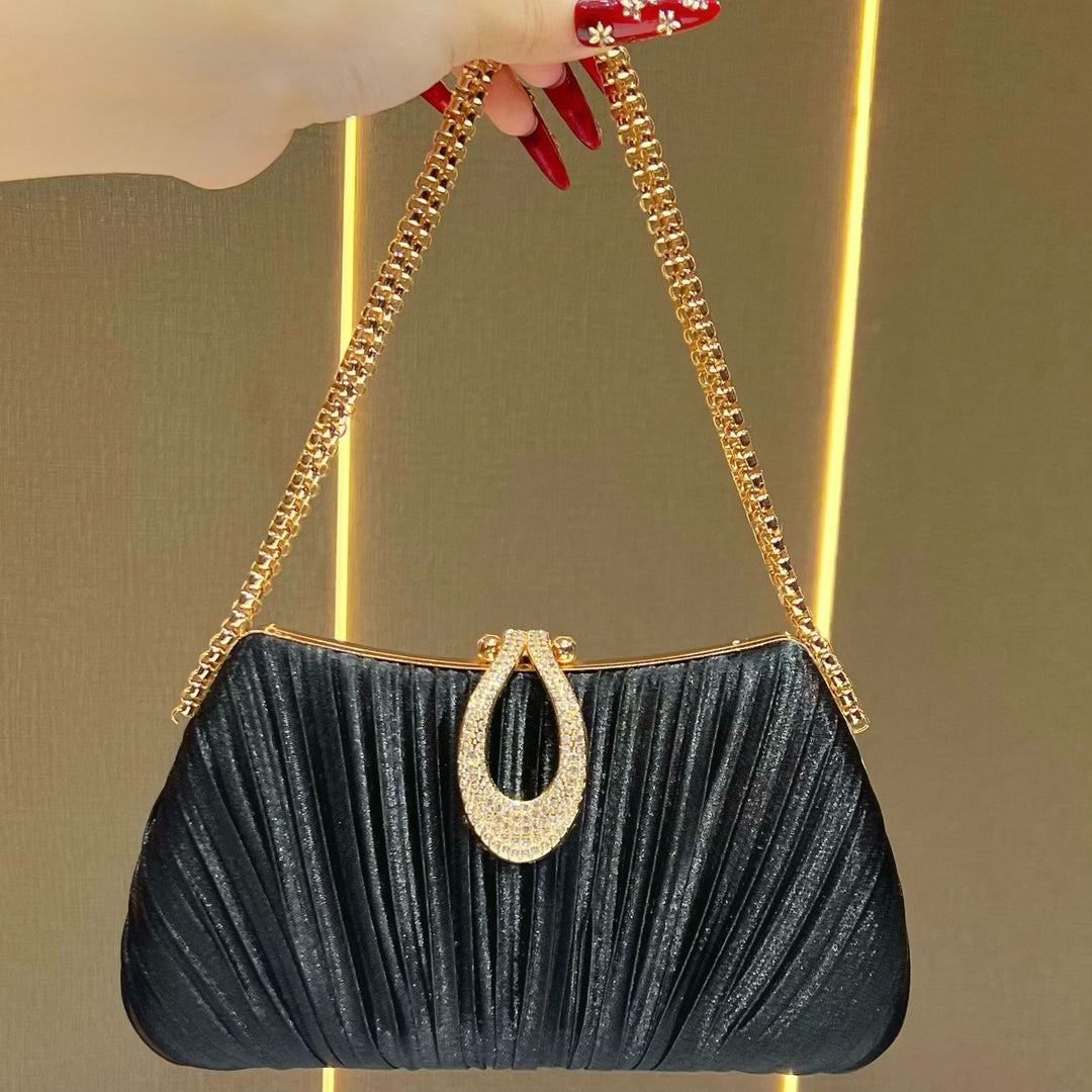 Pleated Satin Evening Handbag