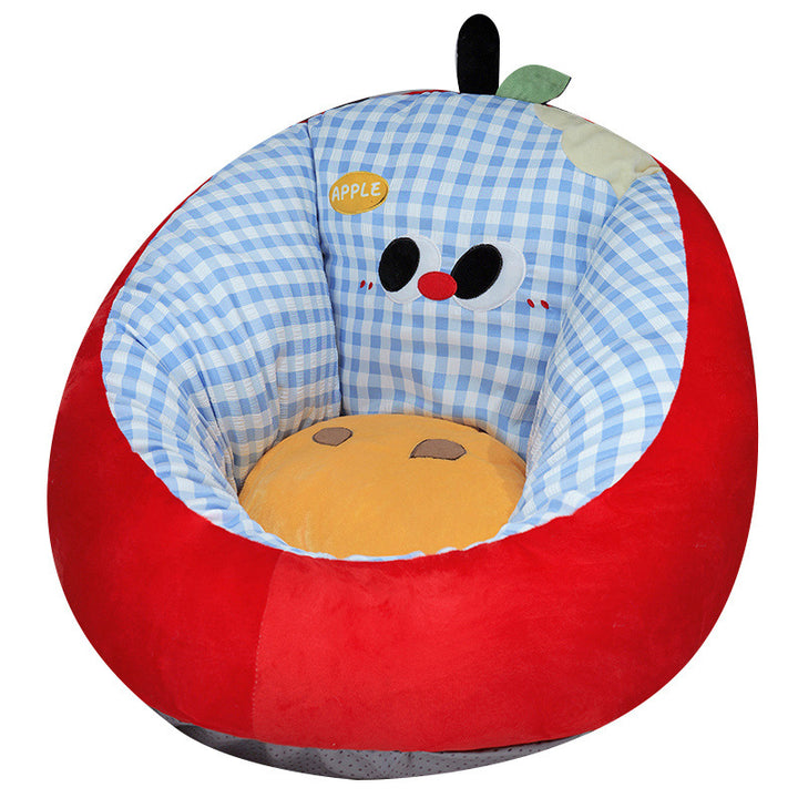 Padded baby seat cushion with ergonomic head and back support in apple design