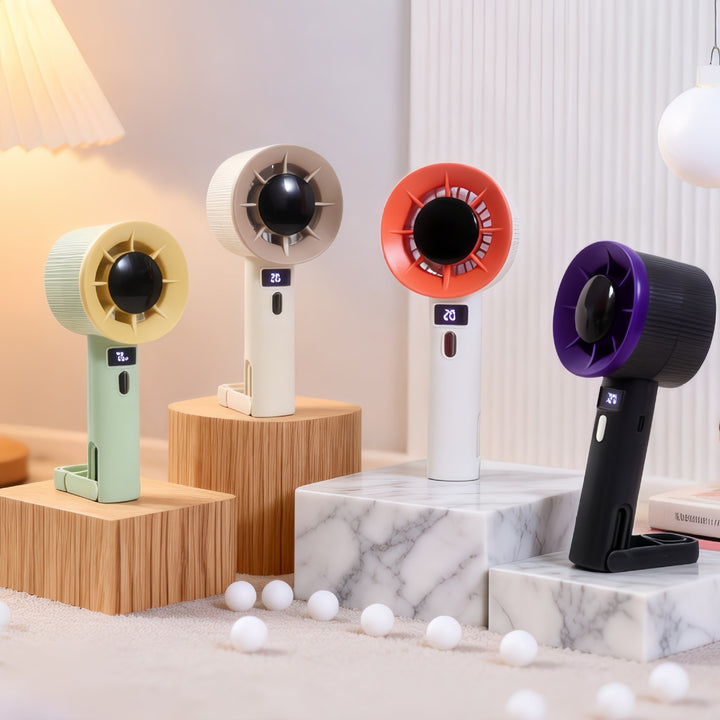 Women's portable handheld fan with LED display and USB connection Kalsten