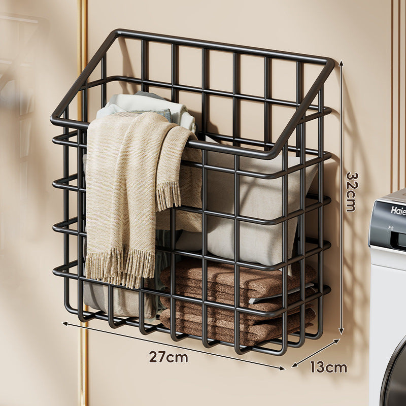 Space-Saving Wall-Mounted Grid Storage Basket for Towels and Linens