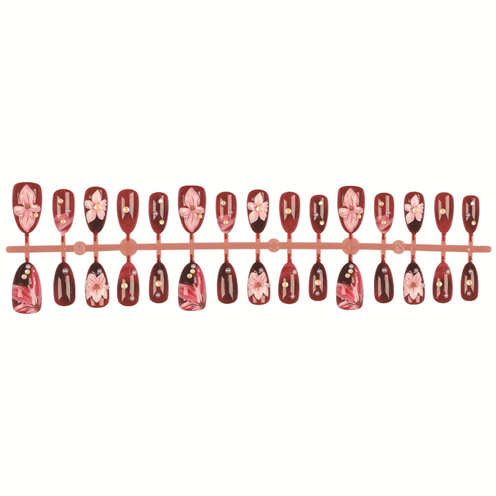 Elegant Floral Acrylic Nail Tips Set