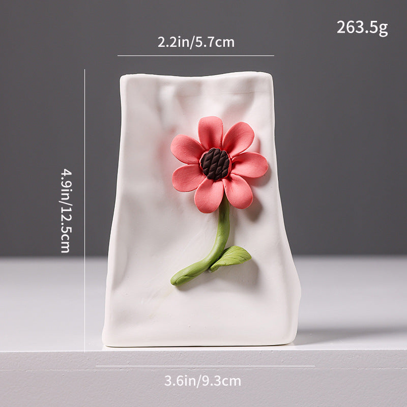 Decorative Floral Relief Ceramic Vase Kalsten